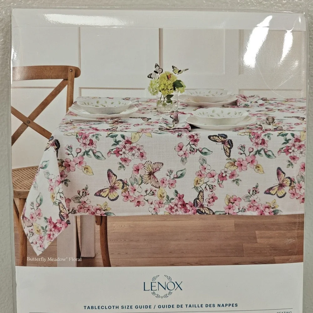 Lenox Butterfly Meadow Floral Tablecloth White 70